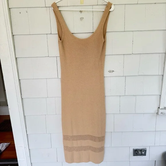 Seafolly Marina Knit Maxi Dress Coverup Tan size Small NWOT - Picture 5 of 11